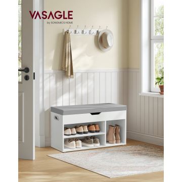 Pantofar bancheta cu depozitare, Tino, Alb, 80x60x44 cm