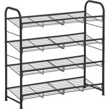 Pantofar cu 4 rafturi de depozitare, din metal, polite cu unghi reglabil, 28x69x65cm, negru