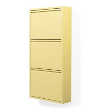 Pantofar galben deschis cu deschidere înclinată/suspendat din oțel 50x103x15 cm Billy – Spinder Design