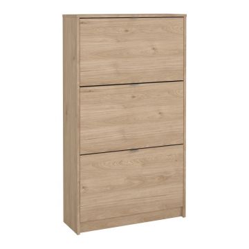 Pantofar în culoare naturală cu deschidere înclinată cu aspect de lemn de stejar 70x124x24 cm Shoes – Tvilum