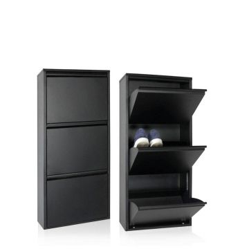 Pantofar Miko, 3 compartimente, 50x103x15 cm - Negru