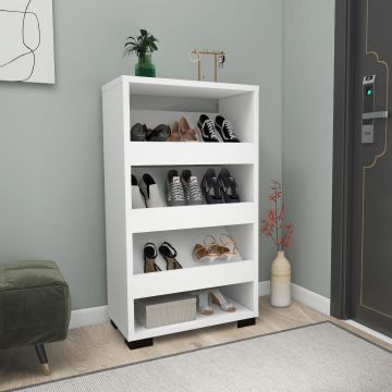 Pantofar Nasem Large, 4 Compartimente, 45x82x28 cm - Alb