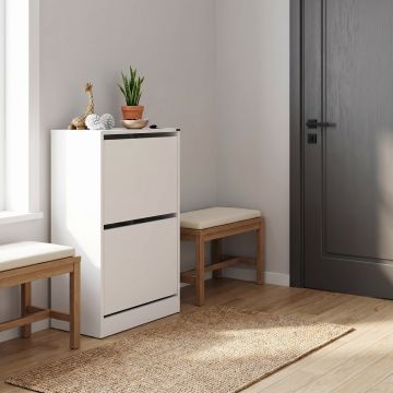 Pantofar SHC-320-BB-1 Home Collection® Compact, 10 Perechi, 2 Compartimente, Alb - Mov, 51x84x26 cm - Alb