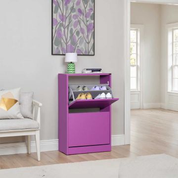 Pantofar SHC-320-BB-1 Home Collection® Compact, 10 Perechi, 2 Compartimente, Alb - Mov, 51x84x26 cm - Mov
