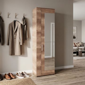 Pantofar SHC-929-TT-2 Home Collection® Porto XL, 2 usi reversibile cu oglinda, 11 rafturi, capacitate 30-34 perechi, Natur, 60x212x35 cm - Natur
