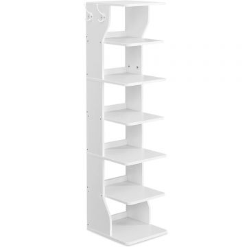 Raft de pantofi, pentru spatii inguste, 6 nivele, 30x26x110 cm, alb