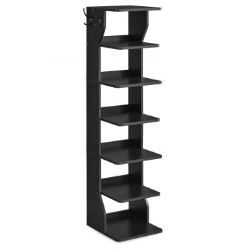 Raft de pantofi, pentru spatii inguste, 6 nivele, 30x26x110 cm, negru