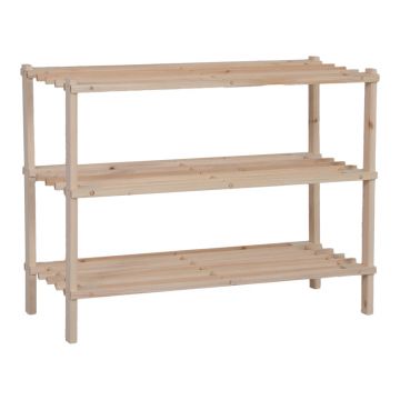 Raft pentru pantofi cu capacitate de 9 perechi Steper, Lemn de brad, Natur, 64x26x48 cm