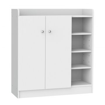 Suport Pantofi Lemn Alb - 83 30 90 cm cu Rafturi Deschise