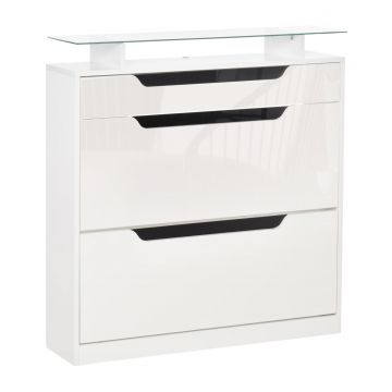 Suport Pantofi Modern - 16 Perechi, 2 Sertare  Raft Sticla
