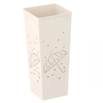 Suport umbrele metalic patrat tava picurare compact, 20x20x48 cm, design minimalist, alb