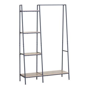 Unitate de intrare-raft Herevy, Stejar cu metal, negru, 101x35x160 cm - Stejar
