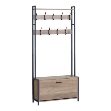 Unitate de intrare Ventoria, Stejar cu metal negru 84x30x182 cm