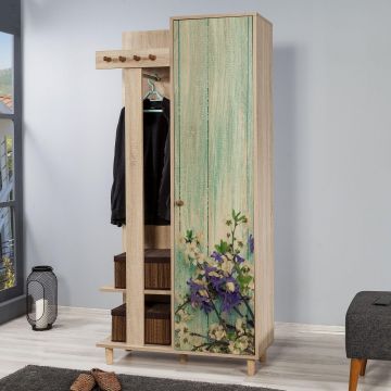 Cuier cu pantofar Garmanto 90 - 200 Hall Stand 6, Stejar Sonoma, 90x36x192 cm - Multicolor