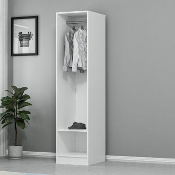 Cuier cu Pantofar Kale 190, Alb, 45x190x52 cm - Alb