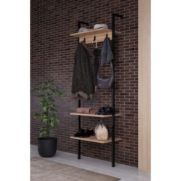 Cuier cu pantofar Nina, Negru, 60x26x180 cm - Negru