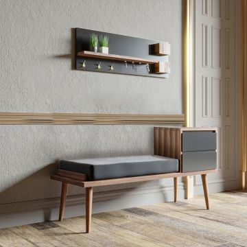 Cuier cu pantofar Orin, Nuc, 9x30x80 cm - Nuc