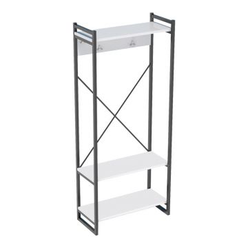 Cuier mobilier intrare Baker, nuc-negru, 90x34x180 cm - Alb