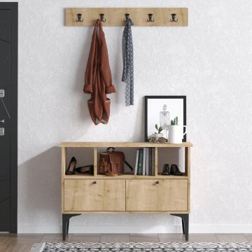 Cuier Pantofar Seda cu Usi si Rafturi,  100 X 75 X 35 Cm - Nuc