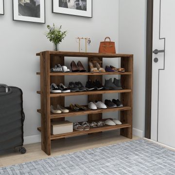 Pantofar Fuat, 4 Rafturi Larg, 16 - 20 Perechi,  76 x 72 x 32 cm - Nuc