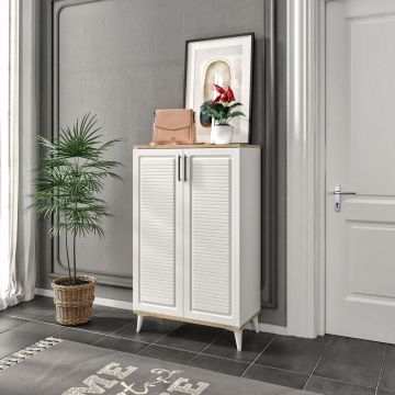Pantofar Fuga, Alb - Stejar, 37x118x70 cm - Stejar