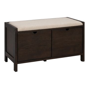 Pantofar în culoare naturală închisă cu bancă din lemn de stejar 80x47x41 cm Hillmond – Rowico